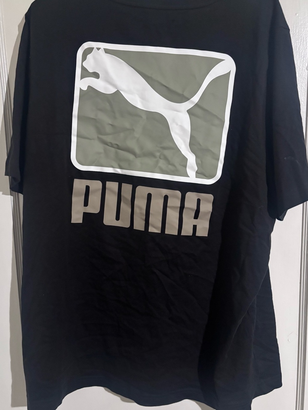 Puma Men’s Black Tee with Olive and White Logo